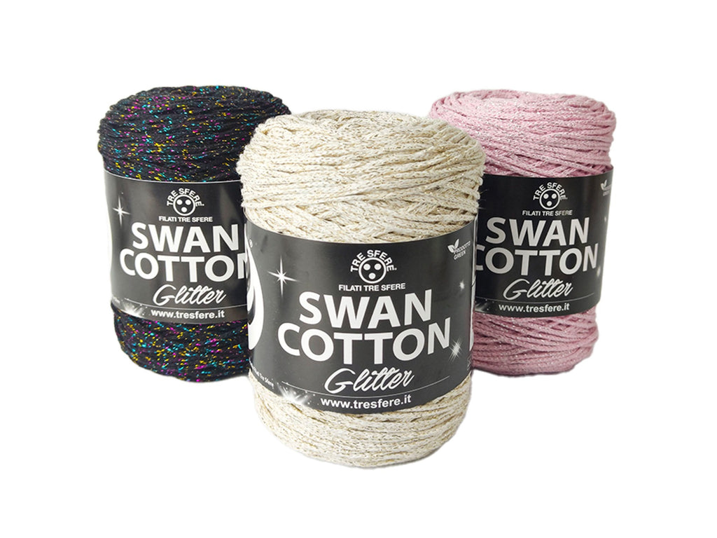 Cordino swan cotton glitter